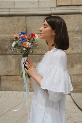 Optical White Linen Fantasia Dress - Linen Tales 6