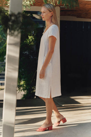 Optical White Linen Goldenrod Dress - Linen Tales 3