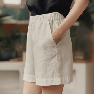 Optical White Linen Hip - Hop Shorts - Linen Tales 3