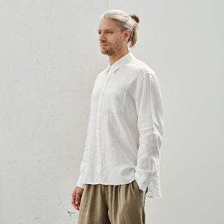 Optical White Linen Larch Shirt - Linen Tales Global 