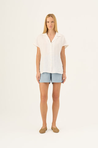 Optical White Linen Melody Shirt - Linen Tales Global 