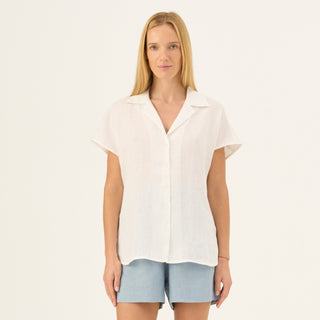 Optical White Linen Melody Shirt - Linen Tales Global 