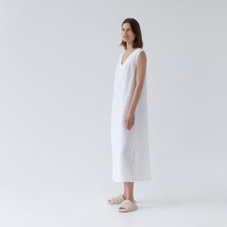 Optical White Linen Nasturtium Nightdress - Linen Tales 