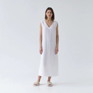 Optical White Linen Nasturtium Nightdress - Linen Tales 