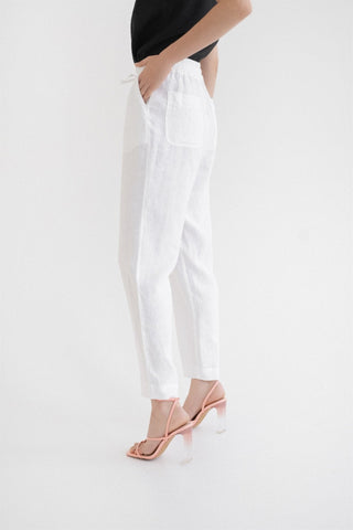 Optical White Linen Octave Trousers - Linen Tales 3