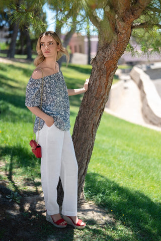 Optical White Linen Octave Trousers - Linen Tales 4