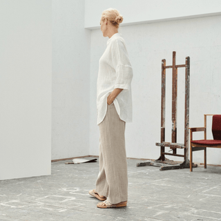 Optical White Linen Oregano Shirt - Linen Tales 4