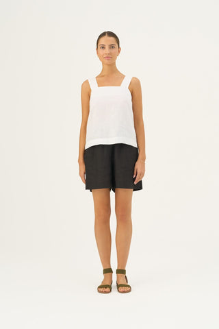 Optical White Linen Polka Top - Linen Tales Global 