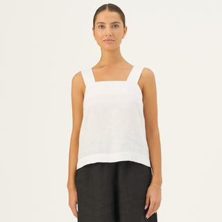 Optical White Linen Polka Top - Linen Tales Global 