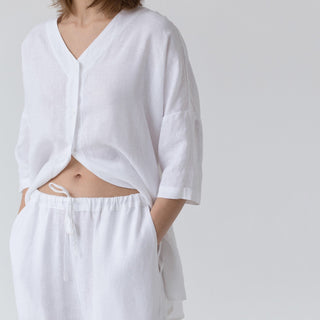 Optical White Linen Primrose Loungewear Set - Linen Tales 4
