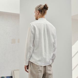 Optical White Linen Snapdragon Shirt - Linen Tales Global 