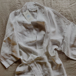 Optical White Linen Summer Bathrobe - Linen Tales 