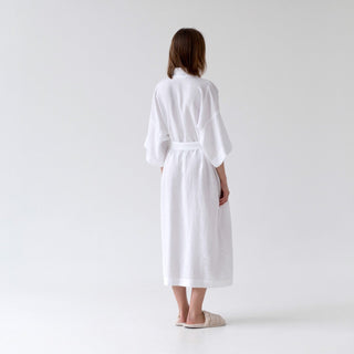 Optical White Linen Summer Bathrobe - Linen Tales 3