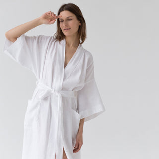 Optical White Linen Summer Bathrobe - Linen Tales 4