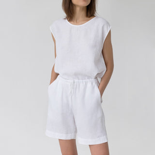 Optical White Linen Verbena Pyjama Set - Linen Tales 3