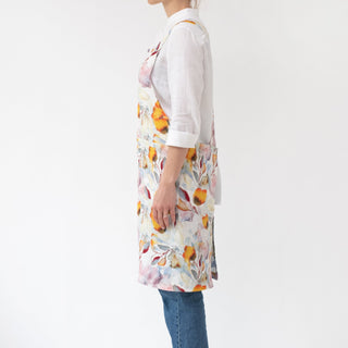 Orange Flow Linen Crossback Apron - Linen Tales 2