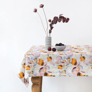 Orange Flow Linen Tablecloth - Linen Tales 