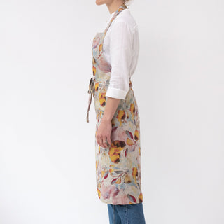 Orange Flow on Natural Linen Chef Apron - Linen Tales 2