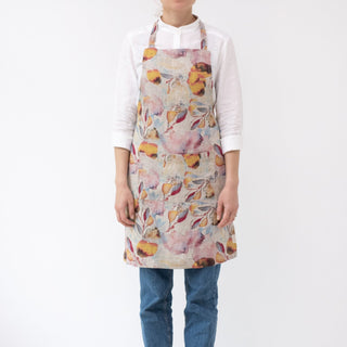 Orange Flow on Natural Linen Daily Apron - Linen Tales 1