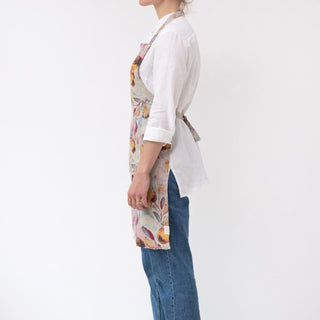 Orange Flow on Natural Linen Daily Apron - Linen Tales 2