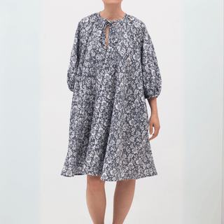 Porcelain Flowers Linen Mahina Dress - Linen Tales Global 