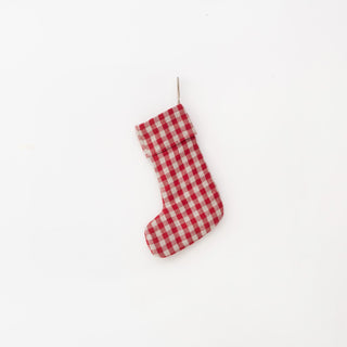 Red Gingham Linen Christmas Stocking - Linen Tales Global 