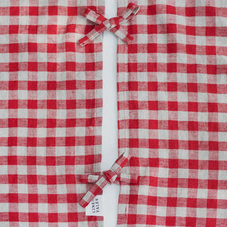 Red Gingham Linen Christmas Tree Skirt - Linen Tales Global 4