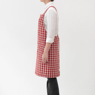 Red Gingham Linen Crossback Apron - Linen Tales 2