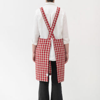 Red Gingham Linen Crossback Apron - Linen Tales 3