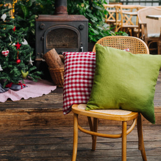 Red Gingham Linen Cushion Cover - Linen Tales 3