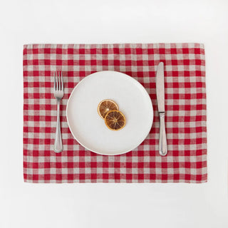 Red Gingham Linen Placemat - Linen Tales 