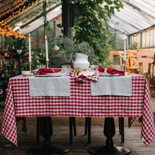 Red Gingham Linen Tablecloth - Linen Tales 3