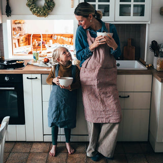 Red Natural Stripes Linen Crossback Apron - Linen Tales 4