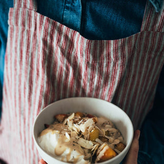 Red Natural Stripes Linen Crossback Apron - Linen Tales 5