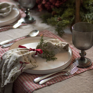 Red Natural Stripes Linen Placemat - Linen Tales 
