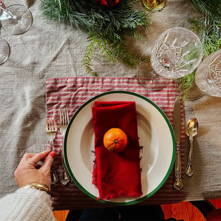 Red Natural Stripes Linen Placemat - Linen Tales 3