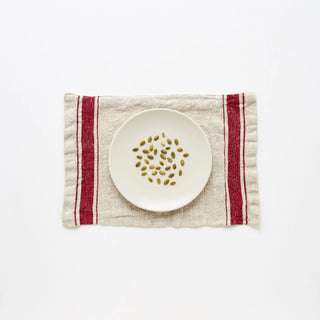 Red Stripe Vintage Linen Placemat - Linen Tales 
