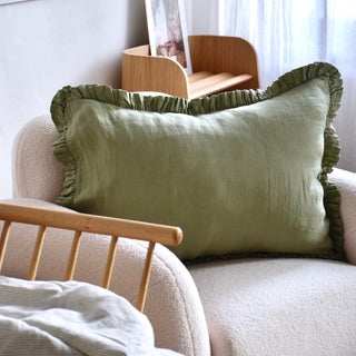 Sage Linen Pillowcase with Frills - Linen Tales 3