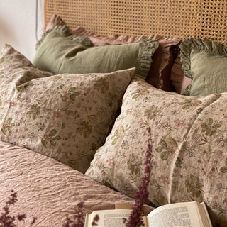 Sage Linen Pillowcase with Frills - Linen Tales 4