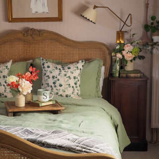 Sage Linen Pillowcase with Frills - Linen Tales 