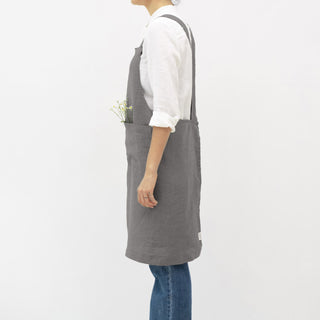 Stone Linen Crossback Apron - Linen Tales 