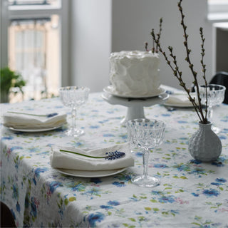 White Flowers Linen Tablecloth 2