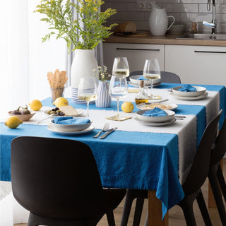 French Blue Linen Tablecloth 2