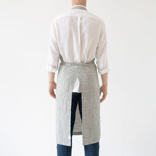 Thin Black Stripes Linen Chef Apron - Linen Tales 3