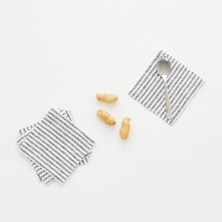 Thin Black Stripes Linen Coasters Set of 4 - Linen Tales 