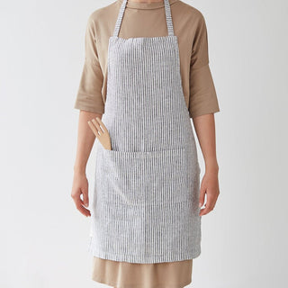 Thin Black Stripes Linen Daily Apron - Linen Tales 1