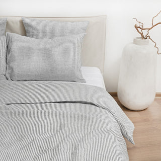 Thin Black Stripes Linen Duvet Cover Set - Linen Tales 6