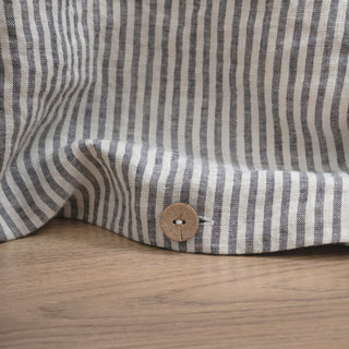 Thin Black Stripes Linen Duvet Cover Set - Linen Tales 3