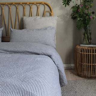 Thin Black Stripes Linen Duvet Cover Set - Linen Tales 5