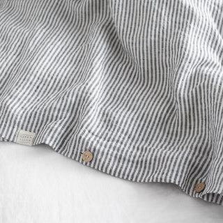 Thin Black Stripes Linen Duvet Cover Set - Linen Tales 7